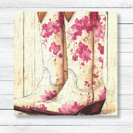 Rosa florale Cowgirl Stiefel - Girls Dekoration Leinwanddruck