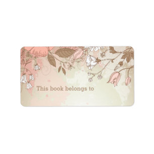 Rosa florale "Dieses Buch gehört zu" Labels Adressaufkleber