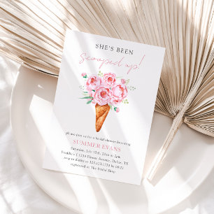 Rosa florale Eiscreme-Einladung zum Brautjungferna Einladung