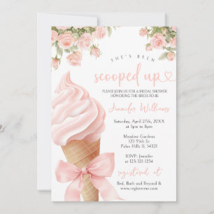 Rosa florale Eiscreme-Hochzeitsdusche mit Ausschni Einladung