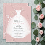 Rosa florale Elegance Braun Gown Brautparty Einladung<br><div class="desc">Moderne Brautdusche mit einem wunderschönen Set aus weißem Brautkronenholz auf einem rosafarbenen Hintergrund. Dreh unsere schicke und stilvolle Brautkleid-Dusche ein, um eine passende Aquarellblüte für eine besondere Touch zu sehen. Zeitgenössisches Brautparty lädt zum Frühling Brautparty, Brautparty, Herbst Brautparty oder Winter Brautparty ein. Besuchen Sie unseren Shop, um dieses beliebte Brautdesign...</div>