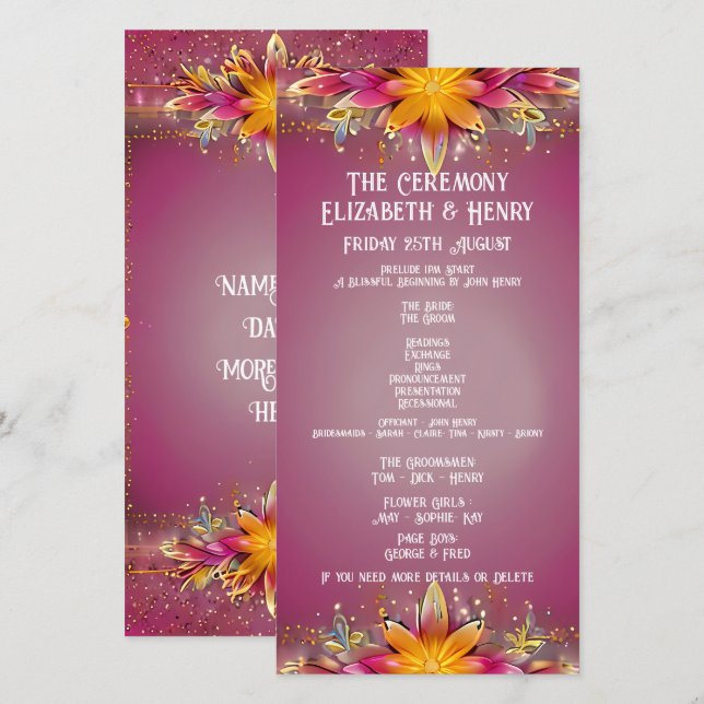 Rosa florale Elegance Hochzeitskollektion (Vorne/Hinten)