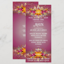 Rosa florale Elegance Hochzeitskollektion Menükarte