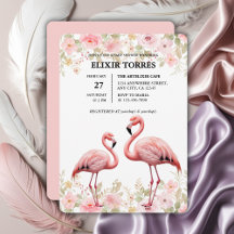 Rosa florale Elegant Flamingo Baby Dusche