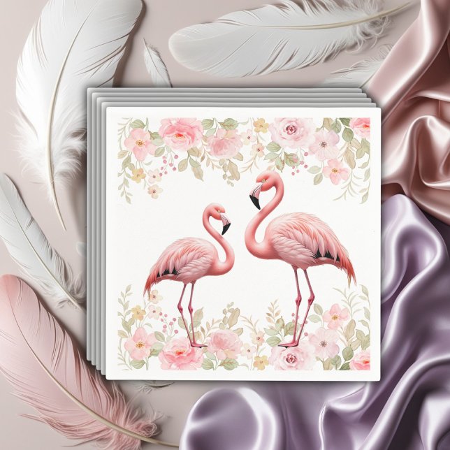 Rosa florale Elegant Flamingo Baby Dusche Serviette (Von Creator hochgeladen)