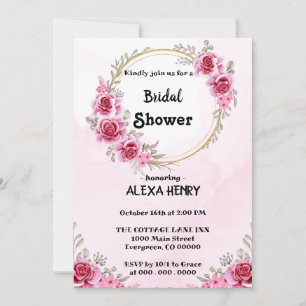 Rosa florale elegante Boho-Grüntöne Wasserfarben, Einladung