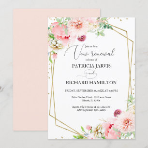 Rosa Florale Elegante Geometrische Hochzeit Gelübd Einladung