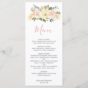 Rosa Florale Elegante Hochzeit Menükarte