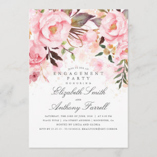 Rosa florale Elegante und moderne Engagement Party Einladung