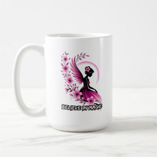 Rosa florale Feen-Silhouette Kaffeetasse
