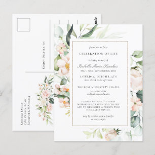 Rosa florale Feier zur Beerdigung des Lebens Postk Postkarte