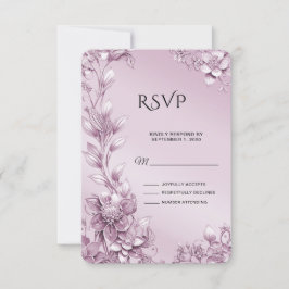 Rosa florale Foliage RSVP-Karte RSVP Karte