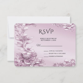 Rosa florale Foliage RSVP-Karte RSVP Karte