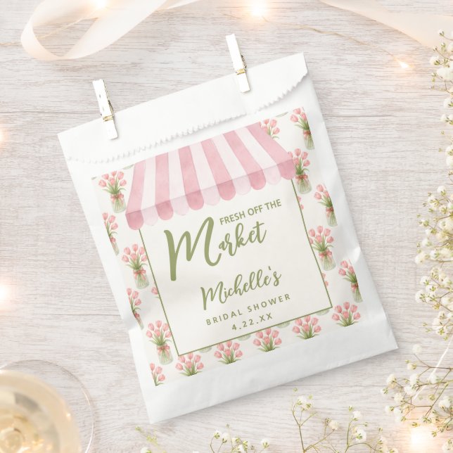 Rosa florale Frisch vom Markt - Brautdusche Geschenktütchen (Ausgeschnitten)