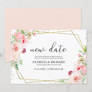 Rosa florale geometrische Hochzeit-Verzögerung Einladung
