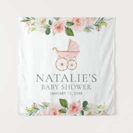 Rosa florale Girl Babydusche Hintergrund Tapisseri Wandteppich