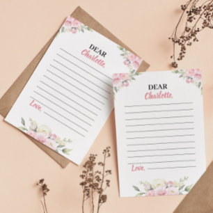 Rosa florale Girl Time Kapsel Note Card Dankeskarte