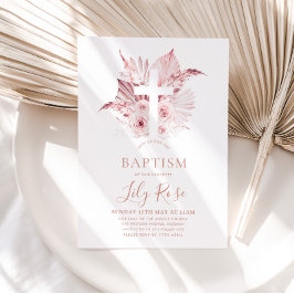 Rosa florale Girls Taufe Christening Einladung