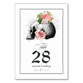 Rosa florale Gothic Skull-Tischnummer Tischnummer