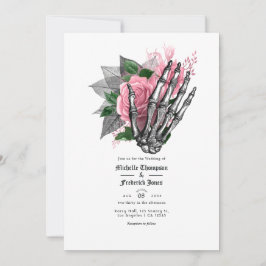 Rosa florale gotische Hochzeitseinladung Einladung