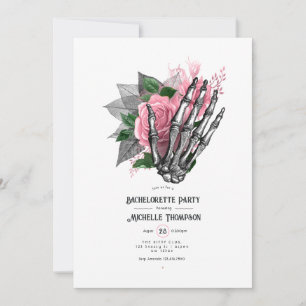 Rosa florale gotische Skelett Junggesellinnenparty Einladung