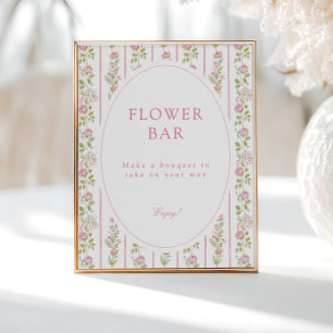 Rosa florale Grandmillennial-Blumenbar Poster