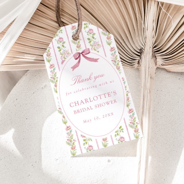 Rosa Florale Grandmillennial-Brautparty Geschenkanhänger (Von Creator hochgeladen)