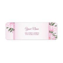 Rosa florale grüne Blätter Hochzeit Rücksendeadres