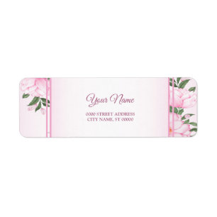 Rosa florale grüne Blätter Hochzeit Rücksendeadres