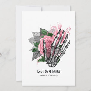 Rosa florale Halloween-Gotik Dankeskarte