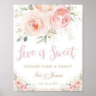 Rosa Florale Hochzeit Love is Sweet Treat Poster