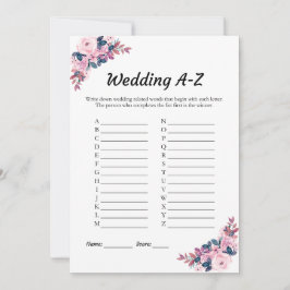 Rosa florale Hochzeitkarte A-Z Brautparty Einladung