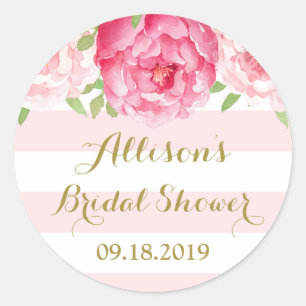 Rosa Florale Hochzeits-Party-Geschenk-Anhänger mit Runder Aufkleber
