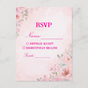 "Rosa Florale Hochzeits-RSVP-Karte Antwortkarte" Postkarte