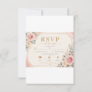 Rosa Florale Hochzeits-RSVP-Karte Wasserfarben R