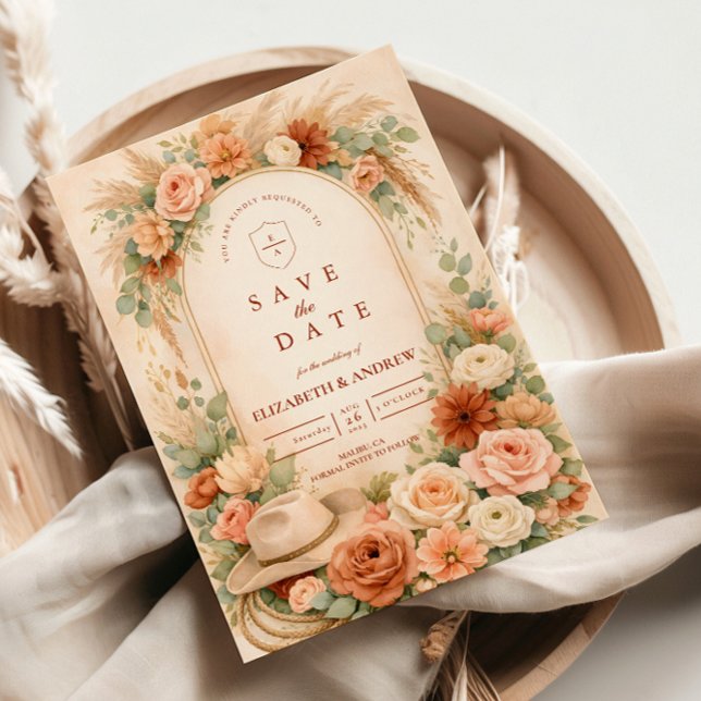 Rosa Florale Hochzeitsbogen Save The Date (Von Creator hochgeladen)