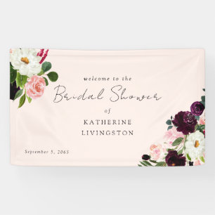 Rosa Florale Hochzeitsdusche Willkommen Banner