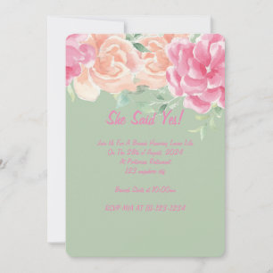 Rosa florale Hochzeitsduscheinladung  Save The Date