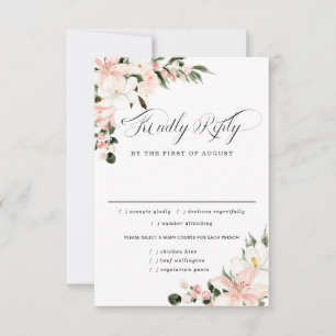 Rosa florale Hochzeitskarte RSVP, Wahlmöglichkeite RSVP Karte