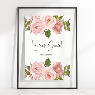 Rosa Florale Hochzeitsliebe ist süße Gunst in Rosa Poster