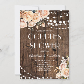 Rosa Florale Hochzeitsshower für Paare Einladung