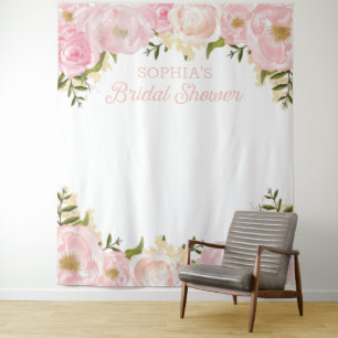 Rosa florale Hochzeitsshower-Rückwand Foto-Requisi Wandteppich