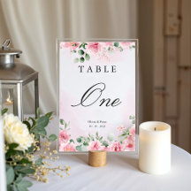 Rosa Florale Hochzeitstisch-Nummer