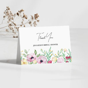 Rosa Florale Hochzeitstorte-Einweihung Dankeskarte
