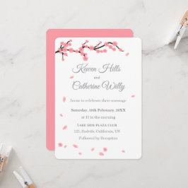 Rosa florale Kirschblüten-Hochzeitseinladung Einladung