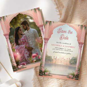 Rosa florale königliche indische Palast-Hochzeitsf Save The Date