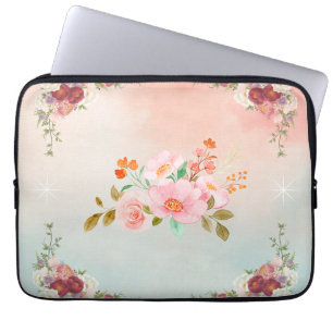 Rosa florale Kunst, blühende Blumen Laptopschutzhülle