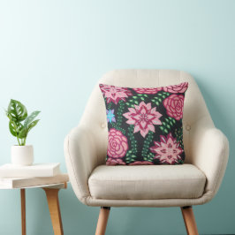 Rosa, florale Kunst Kissen