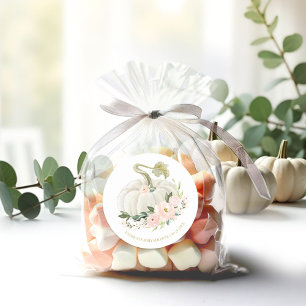 Rosa Florale Kürbis Herbst Baby Shower Runder Aufkleber