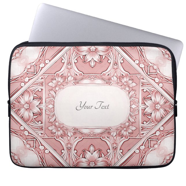 Rosa florale Laptop-Schläfchen Laptopschutzhülle (Vorderseite)